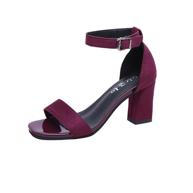 Mid-heel All-match Toe Buckle Roman High Heels Women